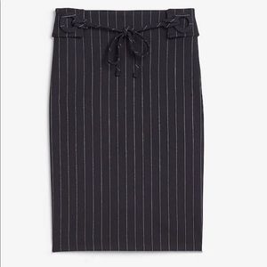Express Pinstripe Tie Front Pencil Skirt